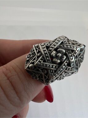 SARDA Intricate Filigree Sterling Silver Star of David Statement Ring